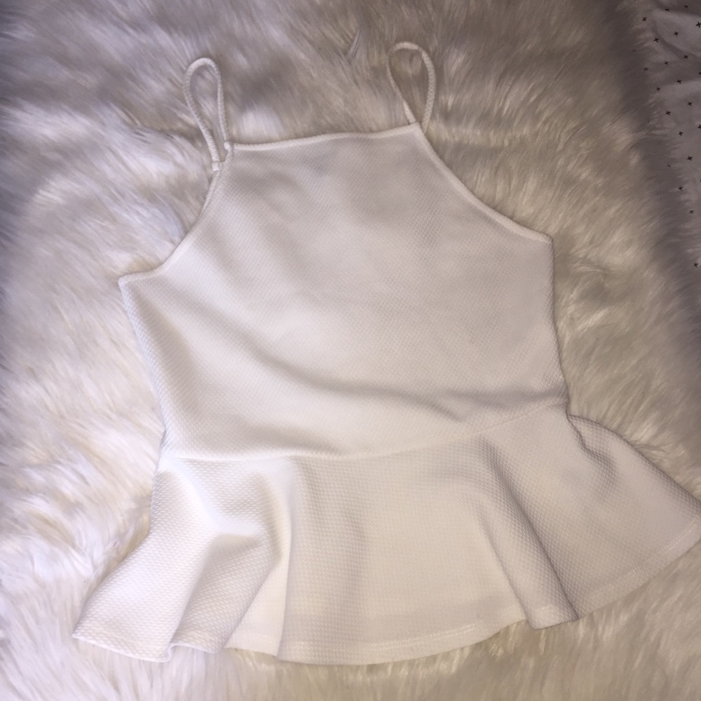 White Peplum Tank Top